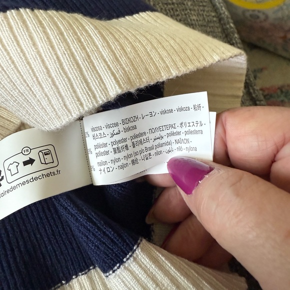 Zara Toddler Striped Navy and Cream Sweater Dress NWOT Size 4T - Picture 7 of 7